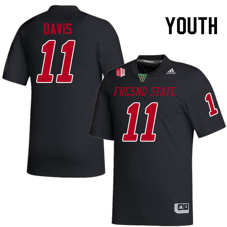 Youth #11 Jayden Davis Fresno State Bulldogs College Football Jerseys Stitched-Black